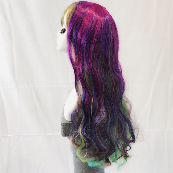 New rainbow wig long wavy curly cosplay main image 5